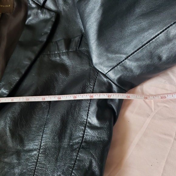 John Carlisle sz Medium genuine soft leather blazer jacket lightweight black - Picture 8 of 10